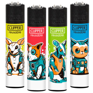 Clipper Large Espositore 192 Accendini a Pietrina Animal Robots