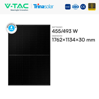 V-Tac Pannelli Fotovoltaici 16,02Kw 455W STC 493W BNPI TopCon IP68