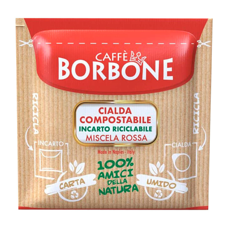 50 Cialde Compostabili Caffè Borbone Miscela Rossa Incarto Riciclabile