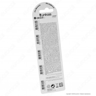 Uniross Lithium Pile al Litio CR2430 3V - Blister da 5 Batterie
