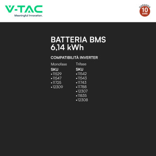 Batteria al Litio 51.2V 6.14kWh per Impianti Solari V-Tac