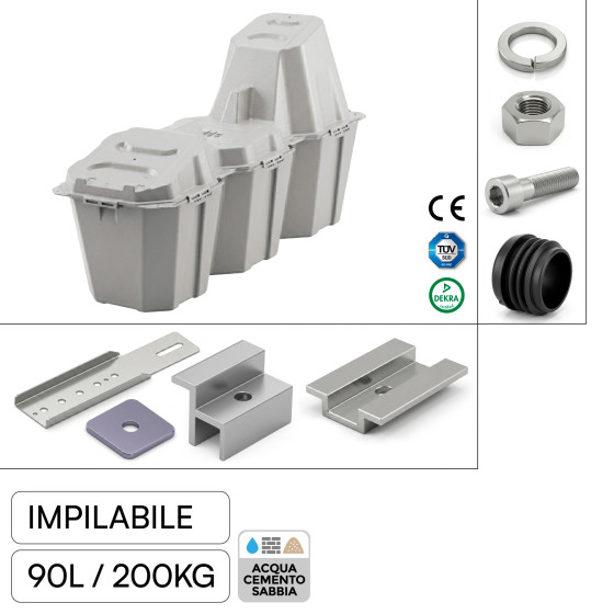 Zavorra di Supporto per Pannelli Fotovoltaici in HDPE - 90L/200KG