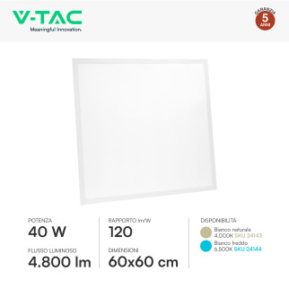 V-Tac VT-61042 Pannello LED Quadrato 60x60 40W SMD