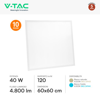 V-Tac VT-61042 10 Pannelli LED SMD Quadrato 60x60 40W