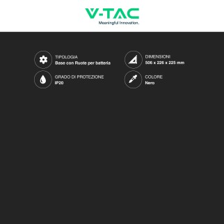 V-Tac Base con Ruote per Batteria IP20 Colore Nero - SKU 12712