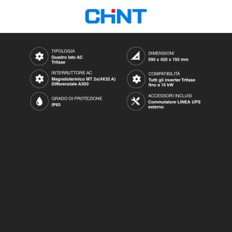 Chint Quadro Elettrico Lato AC Trifase Fino a 15kW 400V IP65 CEI 0-21