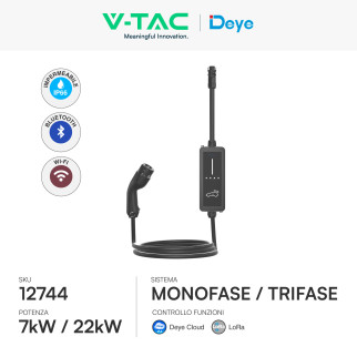 V-Tac Deye Wallbox Intelligente 7kW / 22kW IP66 + Trasmettitore