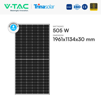 V-Tac Pannelli Fotovoltaici Trina Solar 505W TIER 1 Bifacciali