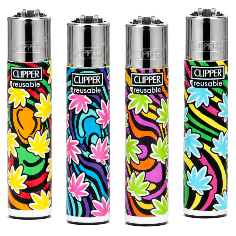 Clipper Large Accendino a Pietrina Flow Grass - 4 Accendini