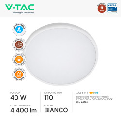 V-Tac VT-8179 Plafoniera LED Rotonda 40W SMD Chip CREE CCT 5in1 IP65