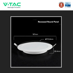 V-Tac VT-61012CCT Mini Pannello LED SMD Rotondo 12W Chip CREE CCT