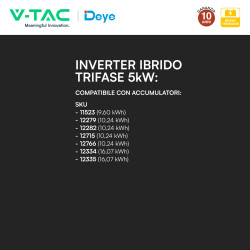 V-Tac Deye Inverter Trifase On-Grid / Off-Grid 5kW IP65