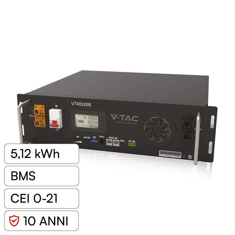 VT48100E-P2 Accumulatore 5,12kWh Impianti Fotovoltaici CEI 0-21 V-Tac
