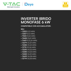 V-Tac Inverter Monofase Ibrido On-Grid / Off-Grid 6kW IP65