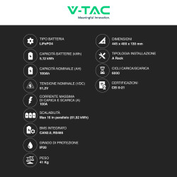 VT48100E-P2 Accumulatore 5,12kWh Impianti Fotovoltaici CEI 0-21 V-Tac