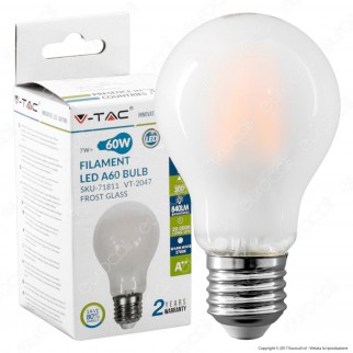 V-Tac VT-2047 Lampadina LED E27 7W Bulb A60 Frost Cross Filament -
