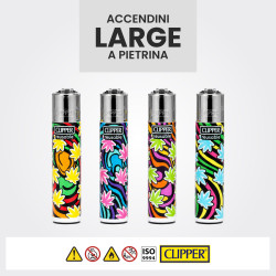 Clipper Large Accendino a Pietrina Flow Grass - 48 Accendini