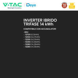 V-Tac Deye Inverter Trifase On-Grid / Off-Grid 14kW IP65