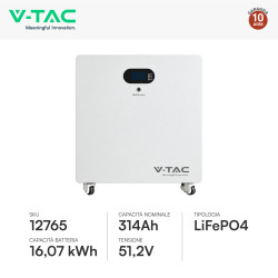 V-Tac Batteria BMS LiFePO4 51,2V 314Ah 16,07kWh Garanzia 10 Anni