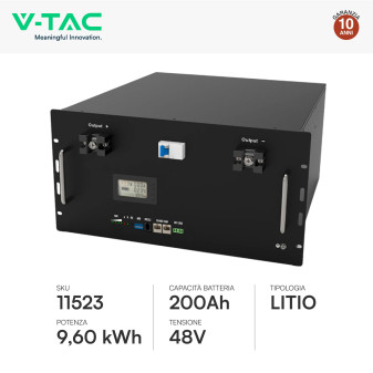 VT-48200B Accumulatore 9.60kWh Impianti Fotovoltaici V-Tac cei 0-21
