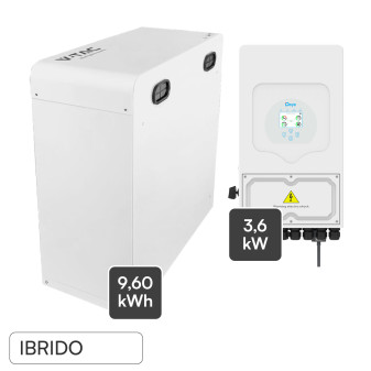 Kit Inverter 3,6kW Monofase LCD CEI 0-21 + Batteria LiFePO4 9.60kWh