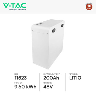 Set 8 Pannelli Fotovoltaici + Inverter 3,6kW + Batteria 9,60kWh V-Tac