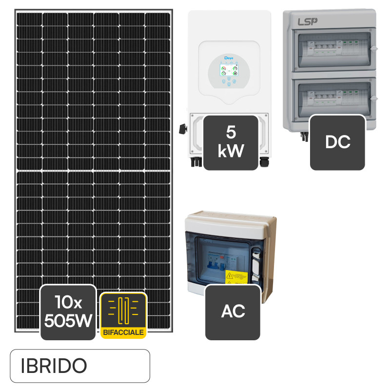 Set 10 Pannelli Solari 505W + Inverter 5kW + Accessori V-Tac