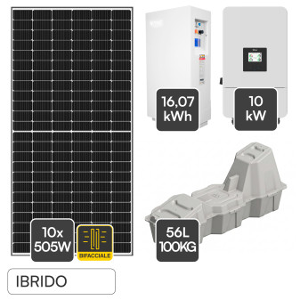 10 Pannelli 505W + Inverter Trifase 10kW + Batteria 16,07kWh + Zavorra