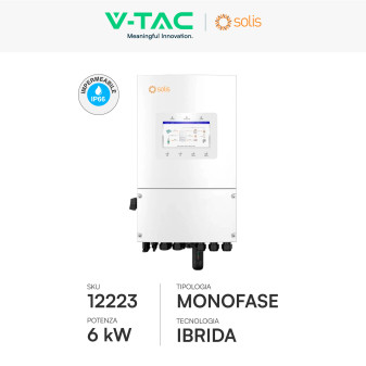 V-Tac Inverter Monofase Ibrido On-Grid / Off-Grid 6kW IP66