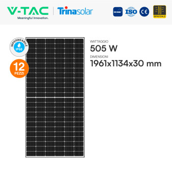 Set 12 Pannelli Solari 505W + Inverter 6kW LCD + Batteria