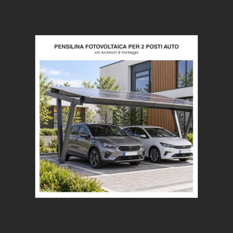 V-Tac Kit Pensilina in Metallo da 2 Posti Auto Pannelli Solari