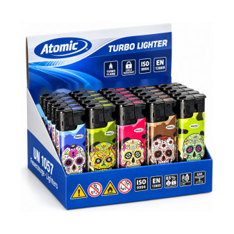 Atomic Accendino Elettronico Turbo Skull Design Sortiert 25 Accendini