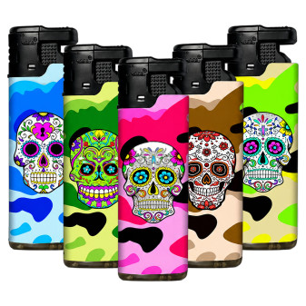 Accendini Elettronici Turbo Skull Design Sortiert - Serie da 5
