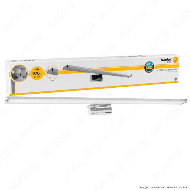 Kanlux ASTEN Lampada LED da Specchio Wall Light Cromata 15W IP44