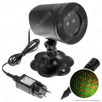 Proiettore Garden Laser Blu e Rosso con Telecomando - per Interno e