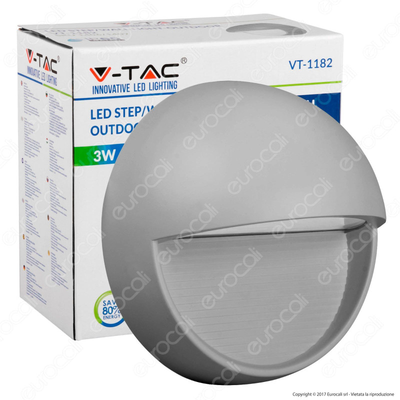 V-Tac VT-1182 Faretto Segnapasso LED a Montaggio Superficiale Rotondo