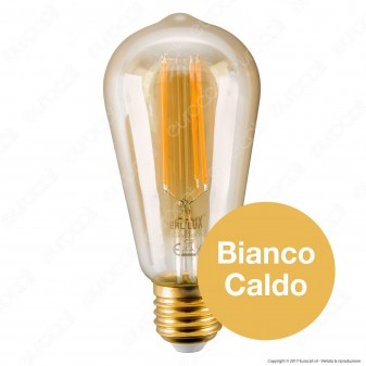 Ideal Lux Lampadina LED Vintage E27 4W Bulb ST64 Filamento Ambrata -