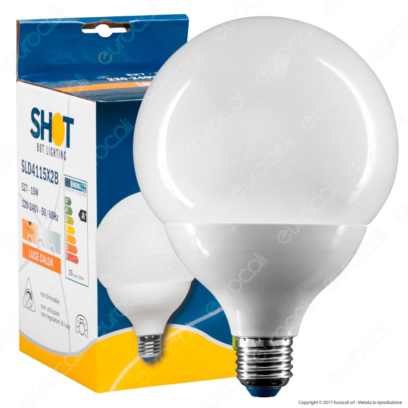 Bot Lighting Shot Lampadina LED E27 15W Globo G120 - mod. SLD4115X2B
