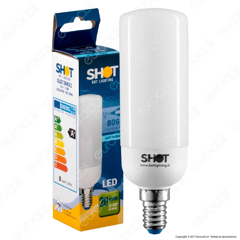 Bot Lighting Lampadina LED E14 7,5W Tubolare T38 - mod. SLD7308X2 /