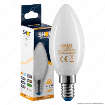 Bot Lighting Lampadina LED E14 4,5W Candela Milky Filamento - mod.