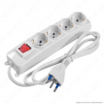 FAI Multipresa 4 Posti Colore Bianco con Interruttore - per Interno -