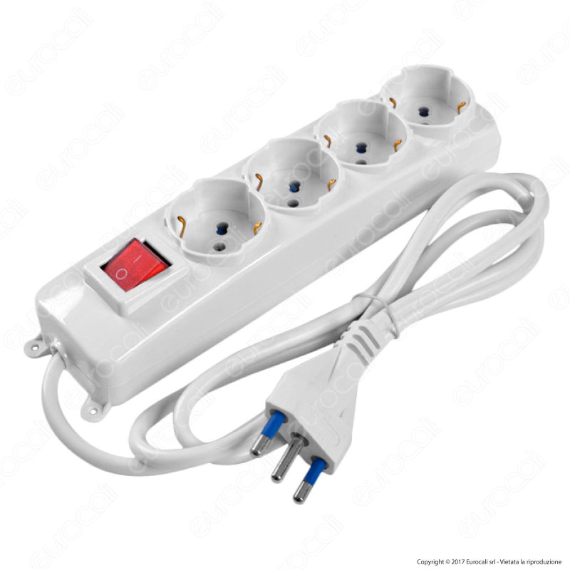 FAI Multipresa 4 Posti Colore Bianco con Interruttore - per Interno -