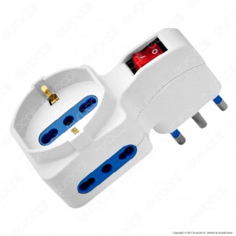 FAI Adattatore Triplo Salvaspazio con Schuko Colore Bianco con