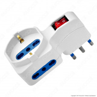 FAI Adattatore Triplo Salvaspazio con Schuko Colore Bianco con