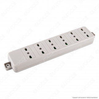 FAI Multipresa 6 Posti Colore Bianco Senza Cavo - per Interno - mod.