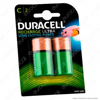 Duracell Ultra Mezzatorcia C 3000mAh Pile Ricaricabili - Blister 2