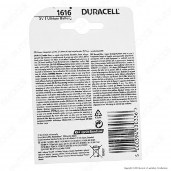 Duracell Lithium CR1616 / CR / DL1616 / BR1616 Pila 3V - Blister 1