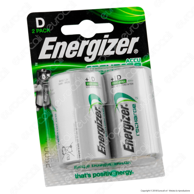 Energizer Accu Recharge Power Plus Torcia D 2500mAh Pile Ricaricabili