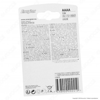 Energizer Alcaline Microstilo AAAA - Blister 2 Batterie