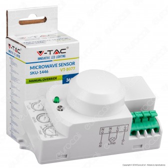 V-Tac VT-8077 Sensore di Movimento a Microonde per Lampadine - SKU